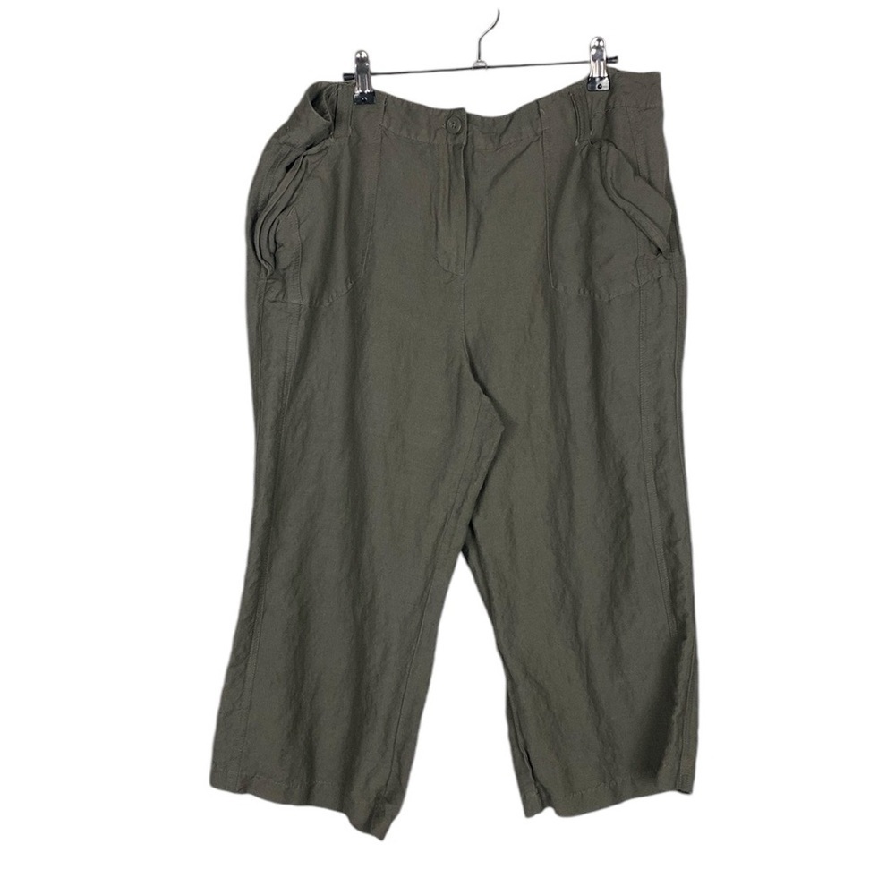 SANDRO green linen cropped pant